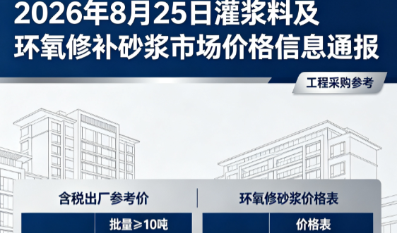 赤水2026年8月25日灌浆料及环氧修补砂浆市场价格信息通报